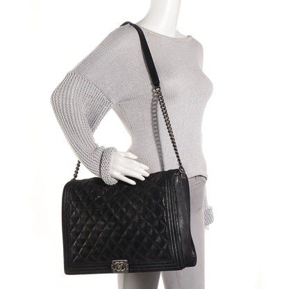 Chanel Goatskin Quilted Large Gentle Boy Flap Black 2 of 7