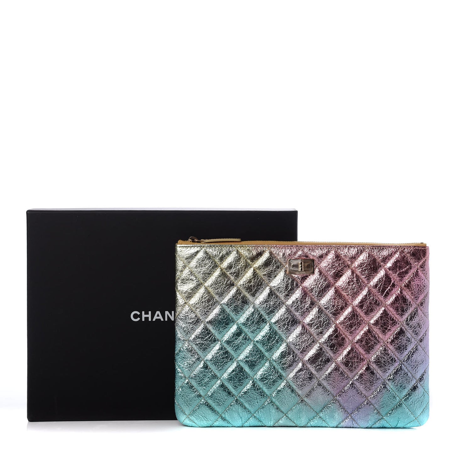 Metallic Goatskin Quilted Medium 2.55 Reissue Cosmetic Case Multicolor