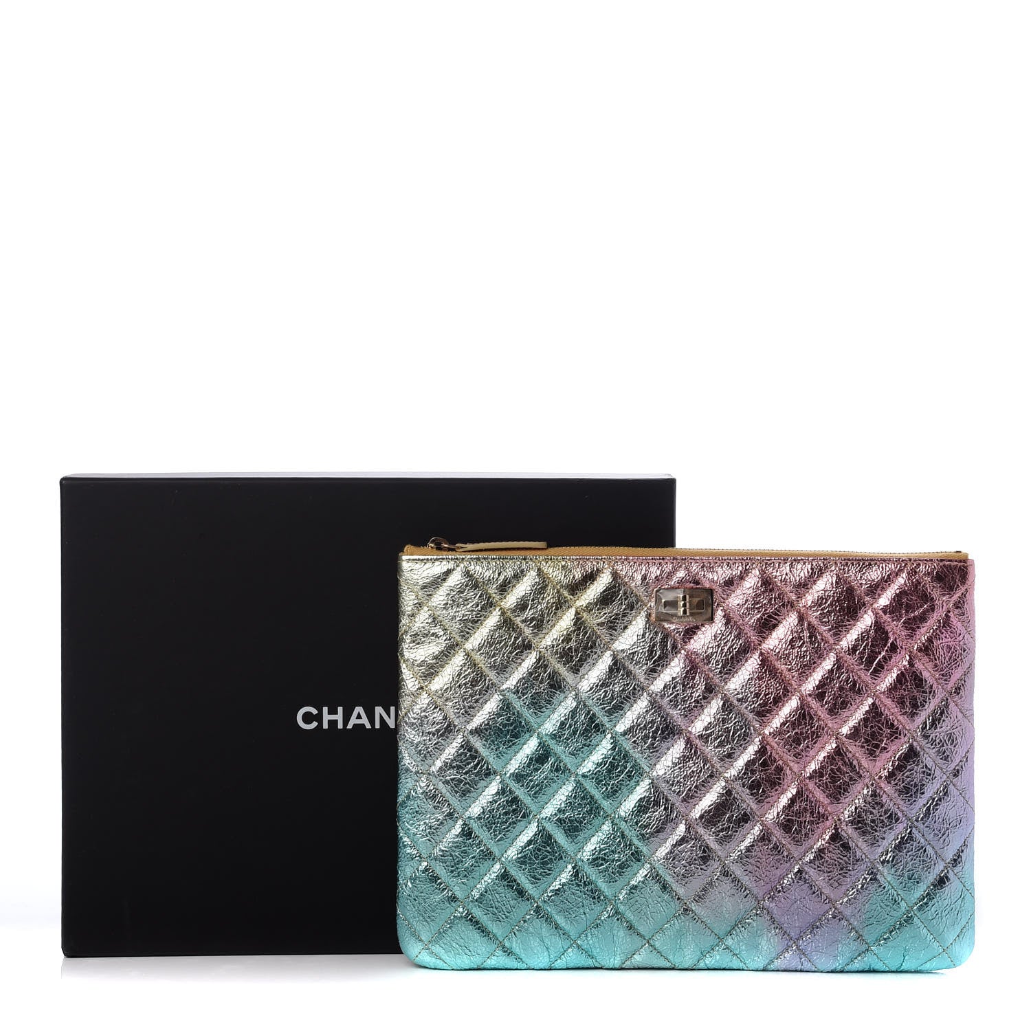 Chanel Metallic Goatskin Quilted Medium 2.55 Reissue Cosmetic Case Multicolor 8 of 8