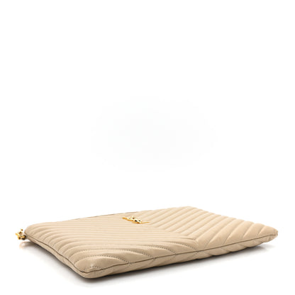 Saint Laurent Calfskin Matelasse Monogram Cassandre Tablet Pouch Sea Salt 4 of 12