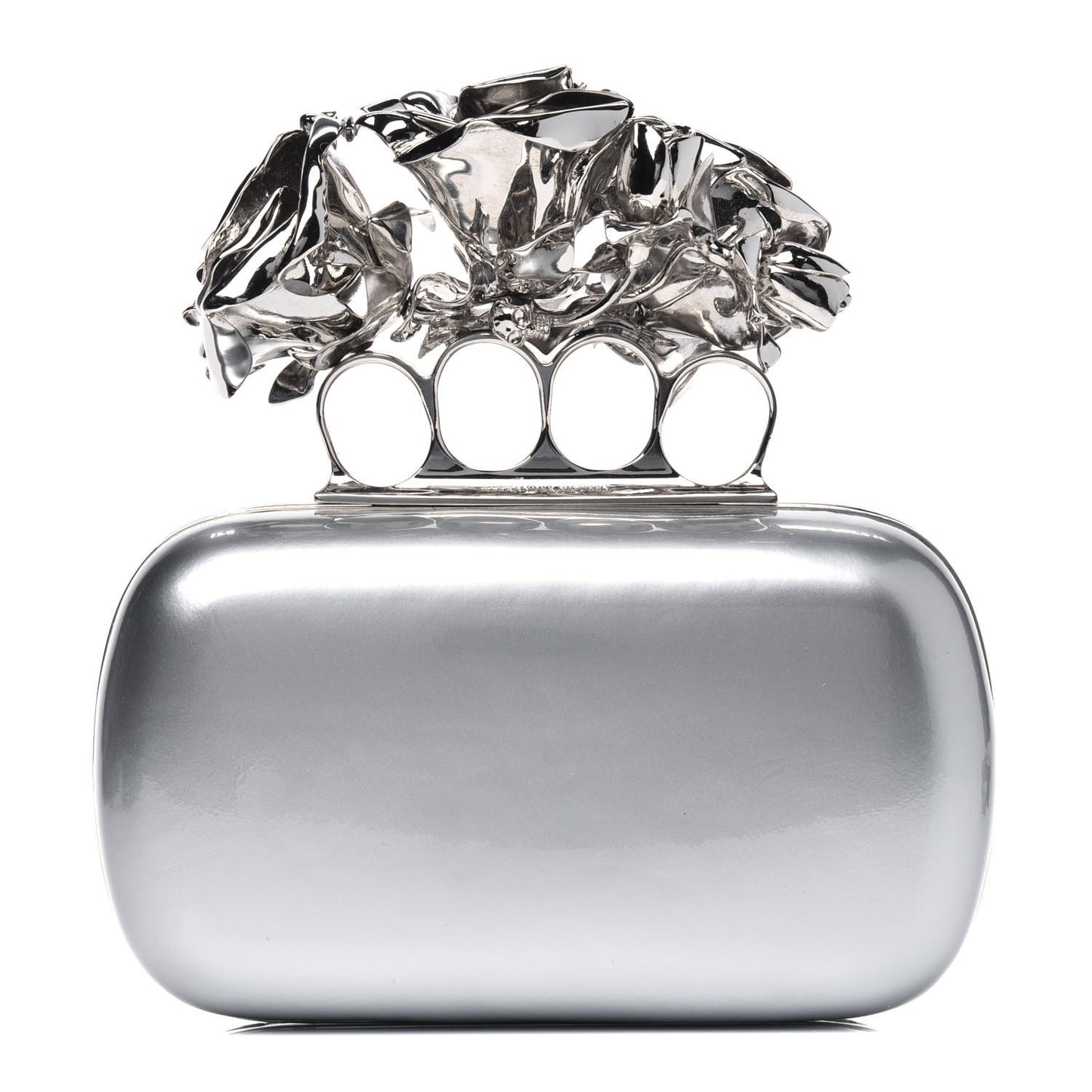 Patent Rose Knuckle Duster Box Clutch Gray