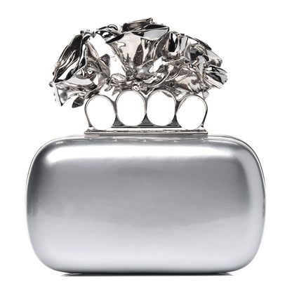Alexander McQueen Patent Rose Knuckle Duster Box Clutch Gray 1 of 5