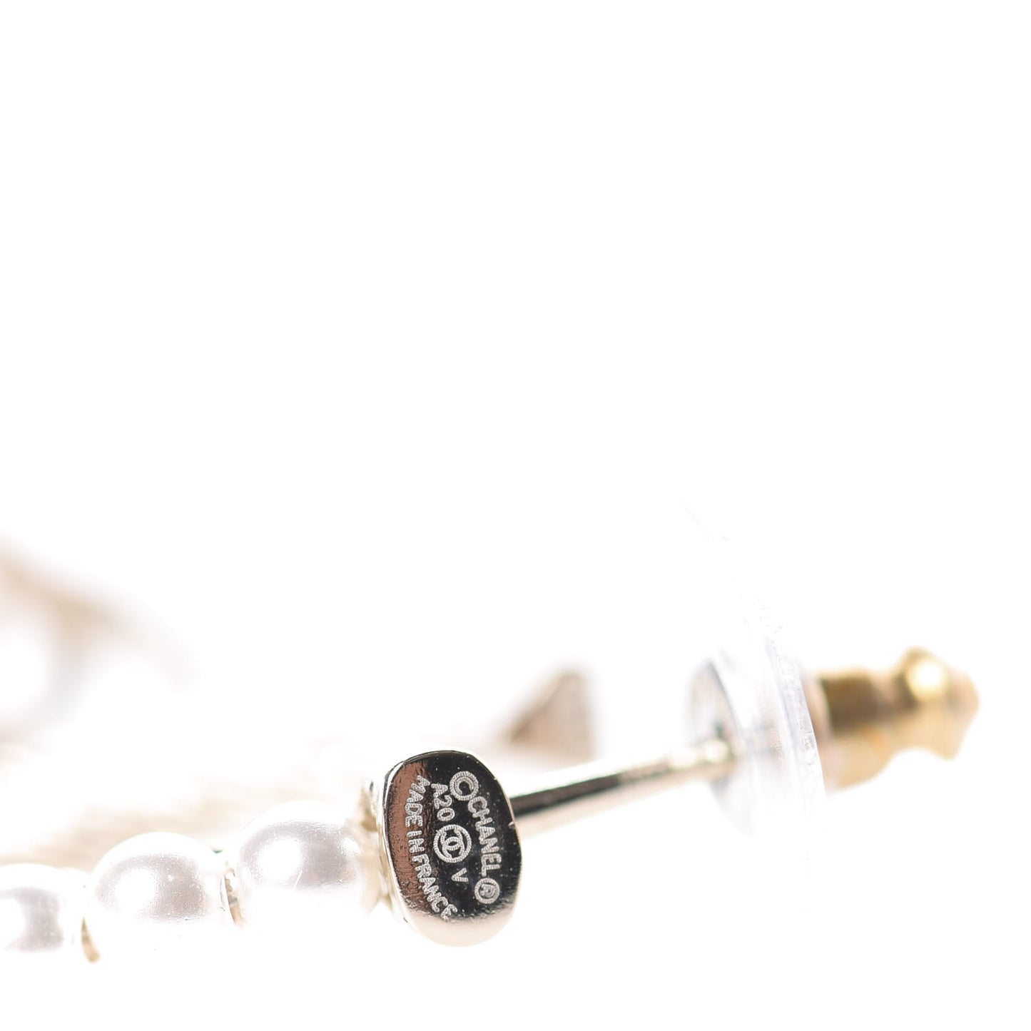Pearl Charms CC Hoop Earrings Gold
