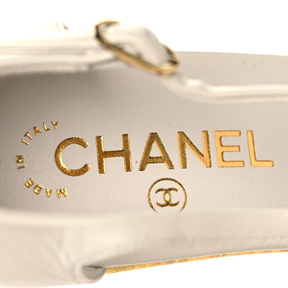 Chanel Lambskin Cap Toe Open Wedge 38 Black White 9 of 10