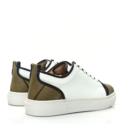 Christian Louboutin Calfskin Mens Adolon Junior Low Top Sneaker 42 White Kaki 4 of 8