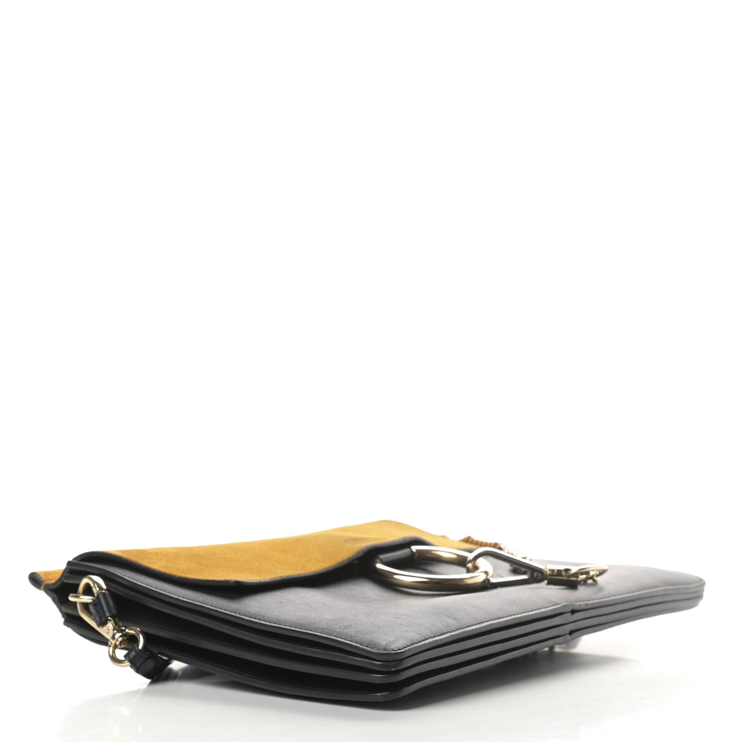 Suede Calfskin Medium Faye Shoulder Bag Full Blue Mustard