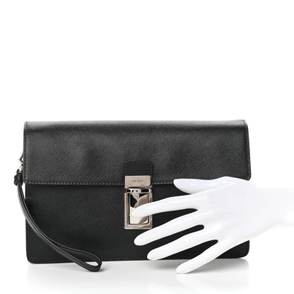 Prada Saffiano Travel Wristlet Black 2 of 8