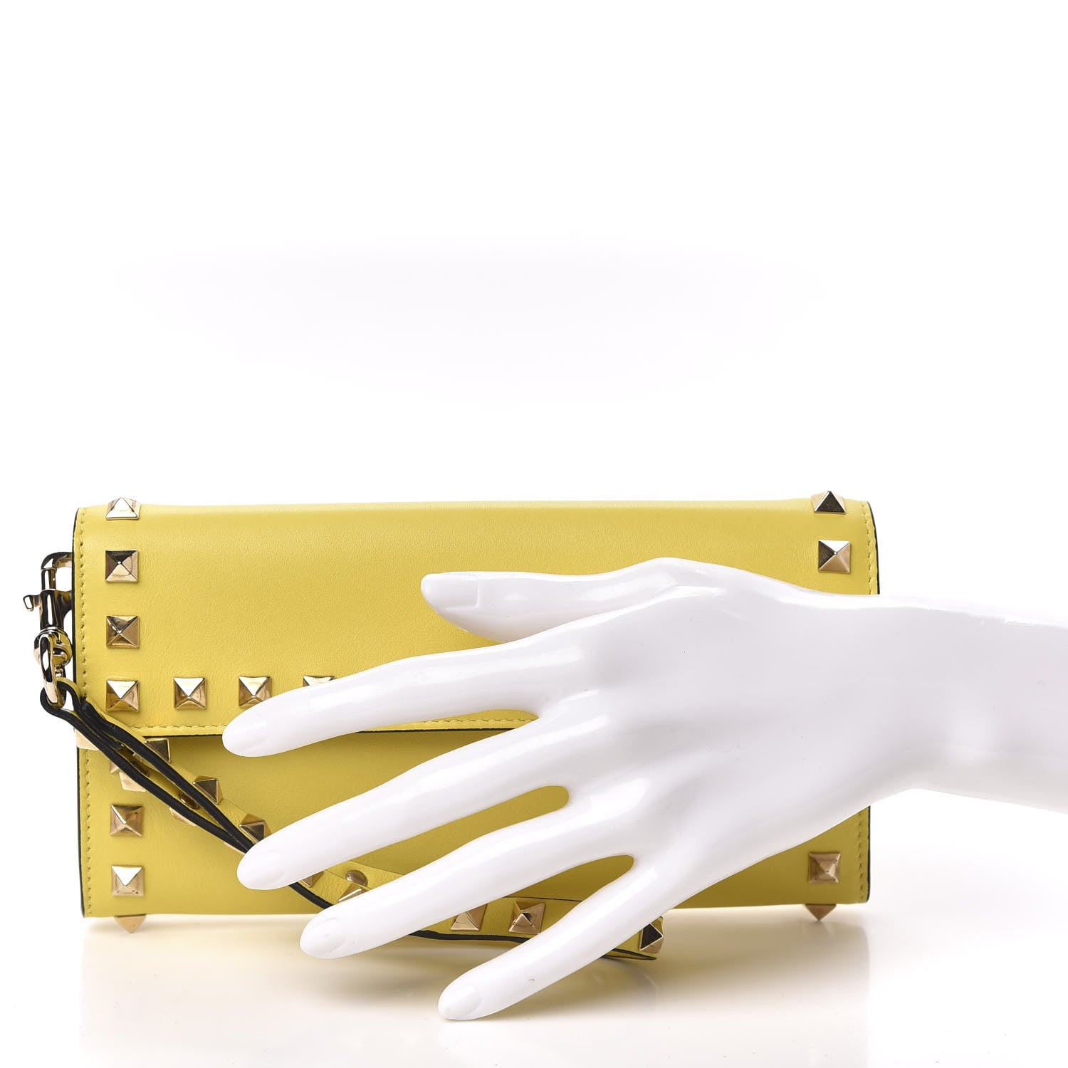 Valentino Garavani Calfskin Rockstud Wristlet Wallet Naples Yellow 2 of 13