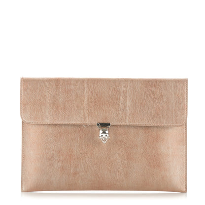 Alexander McQueen Metallic Calfskin Skull Envelope Clutch Pink 1 of 7