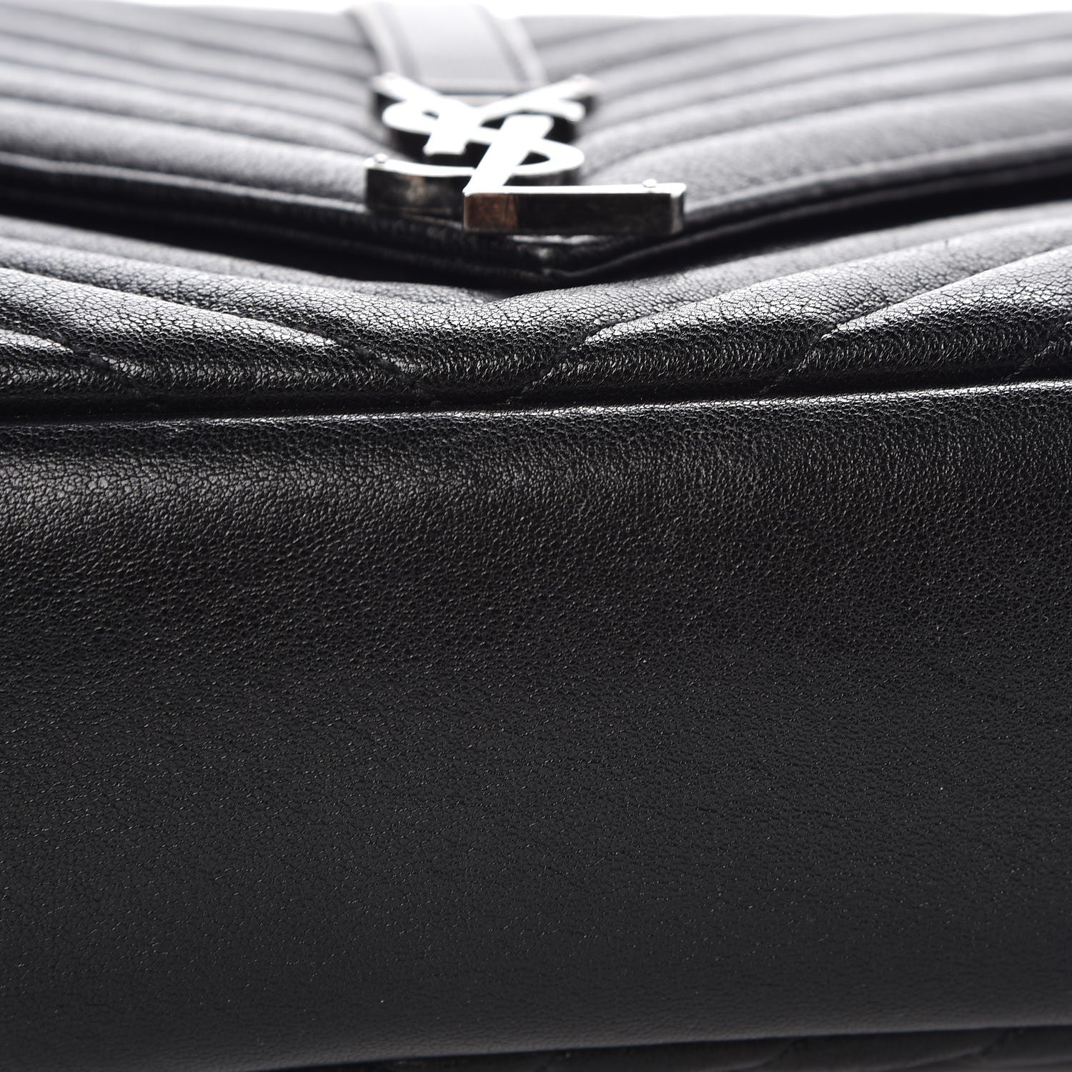 Saint Laurent Sheepskin Matelasse Chevron Monogram Large College Satchel Black 13 of 13