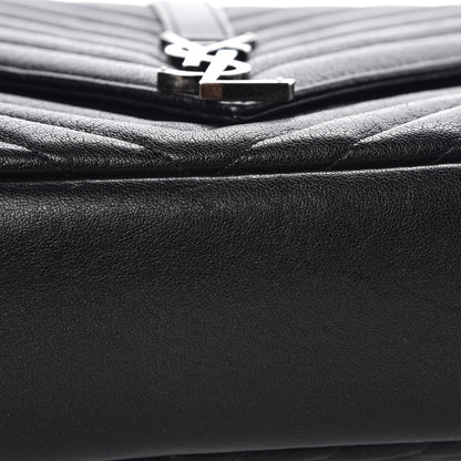 Saint Laurent Sheepskin Matelasse Chevron Monogram Large College Satchel Black 13 of 13