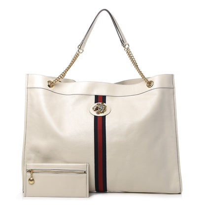 Gucci Calfskin Maxi Rajah Chain Tote White 1 of 14