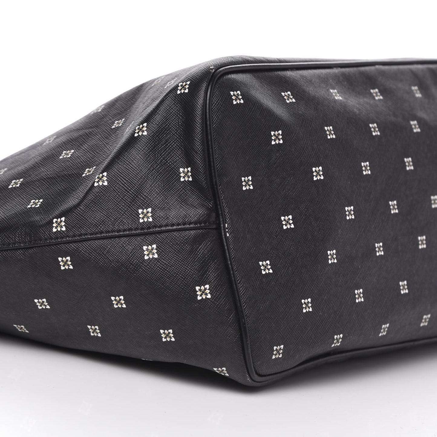 Textured Coated Canvas Mini Lilies Print Large Antigona Tote Black