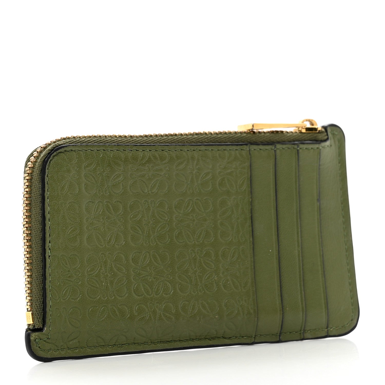Loewe Calfskin Embossed Repeat Coin Card Holder Avocado Green 3 of 8
