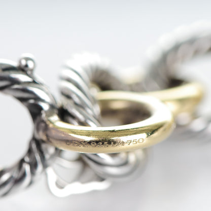 David Yurman Sterling Silver 18K Yellow Gold 12mm Large Oval Link Bracelet 5 of 6
