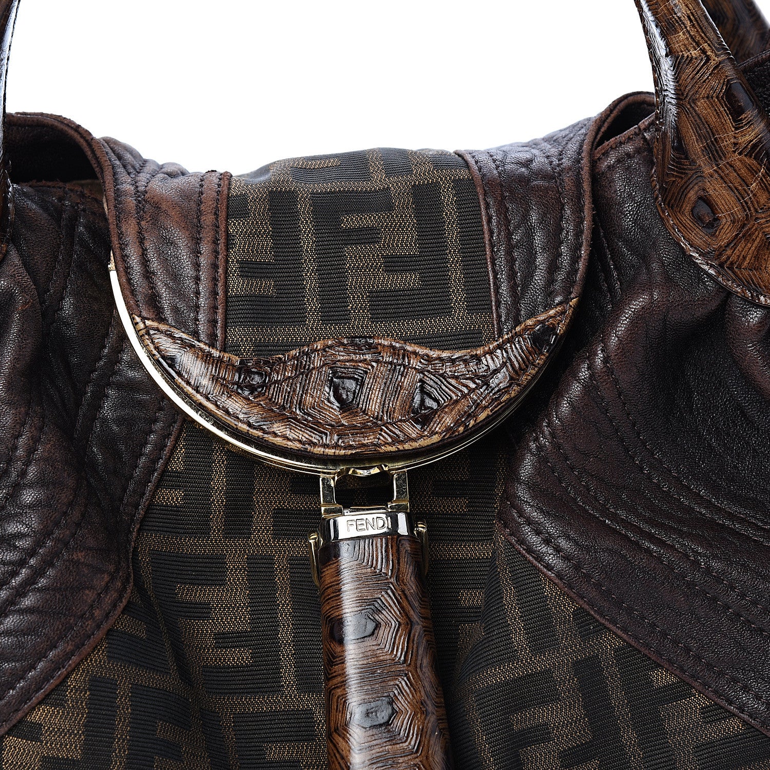 Fendi Zucca Nappa Nuvolata Vitello Tortuga Spy Tobacco Moro 9 of 9