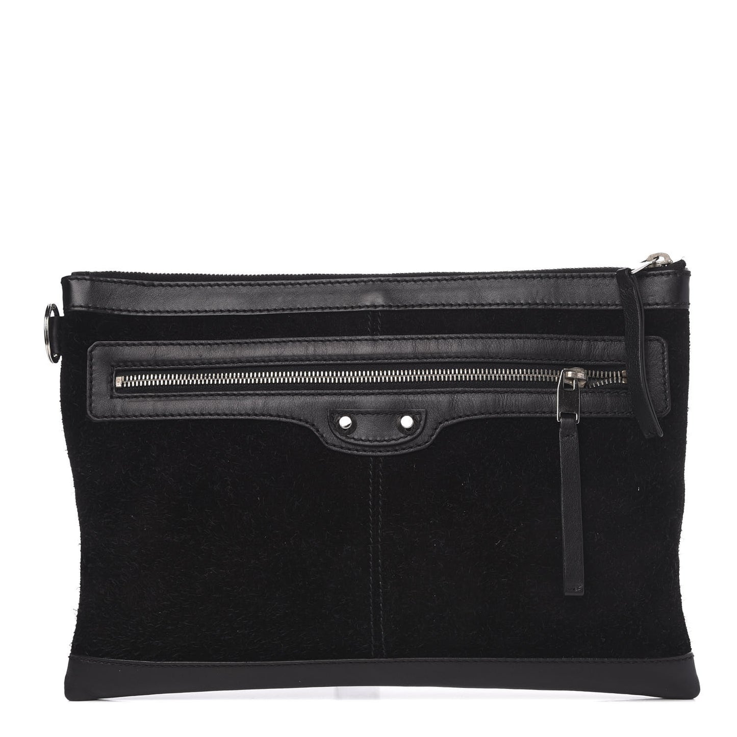 Suede Arena Lambskin Classic Hardware City Medium Pouch Black