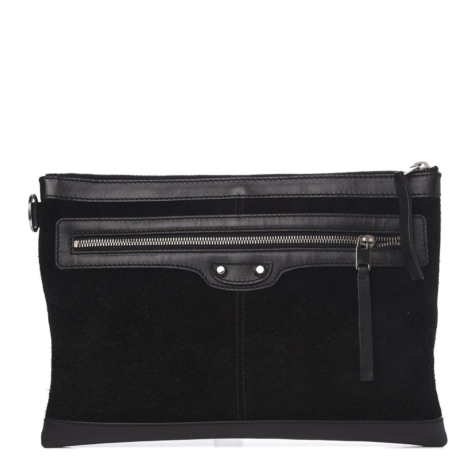 Balenciaga Suede Arena Lambskin Classic Hardware City Medium Pouch Black 1 of 9