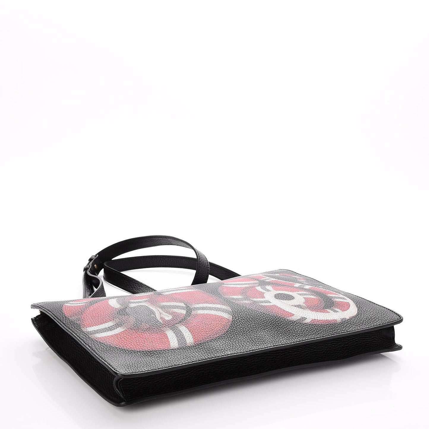 Calfskin Kingsnake Print Messenger Black