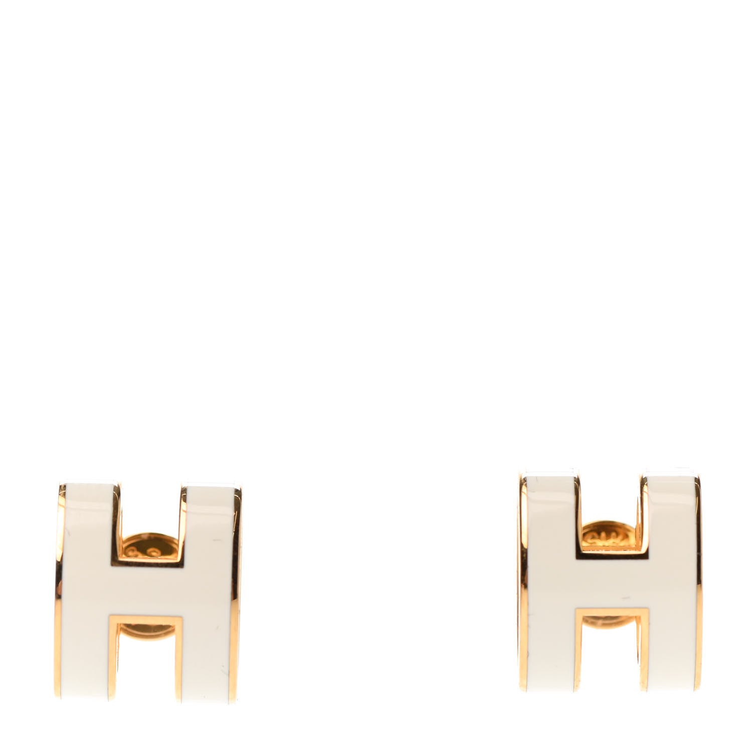 Hermes Gold Lacquered Pop H Earrings White 1 of 4