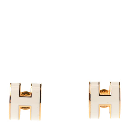 Hermes Gold Lacquered Pop H Earrings White 1 of 4