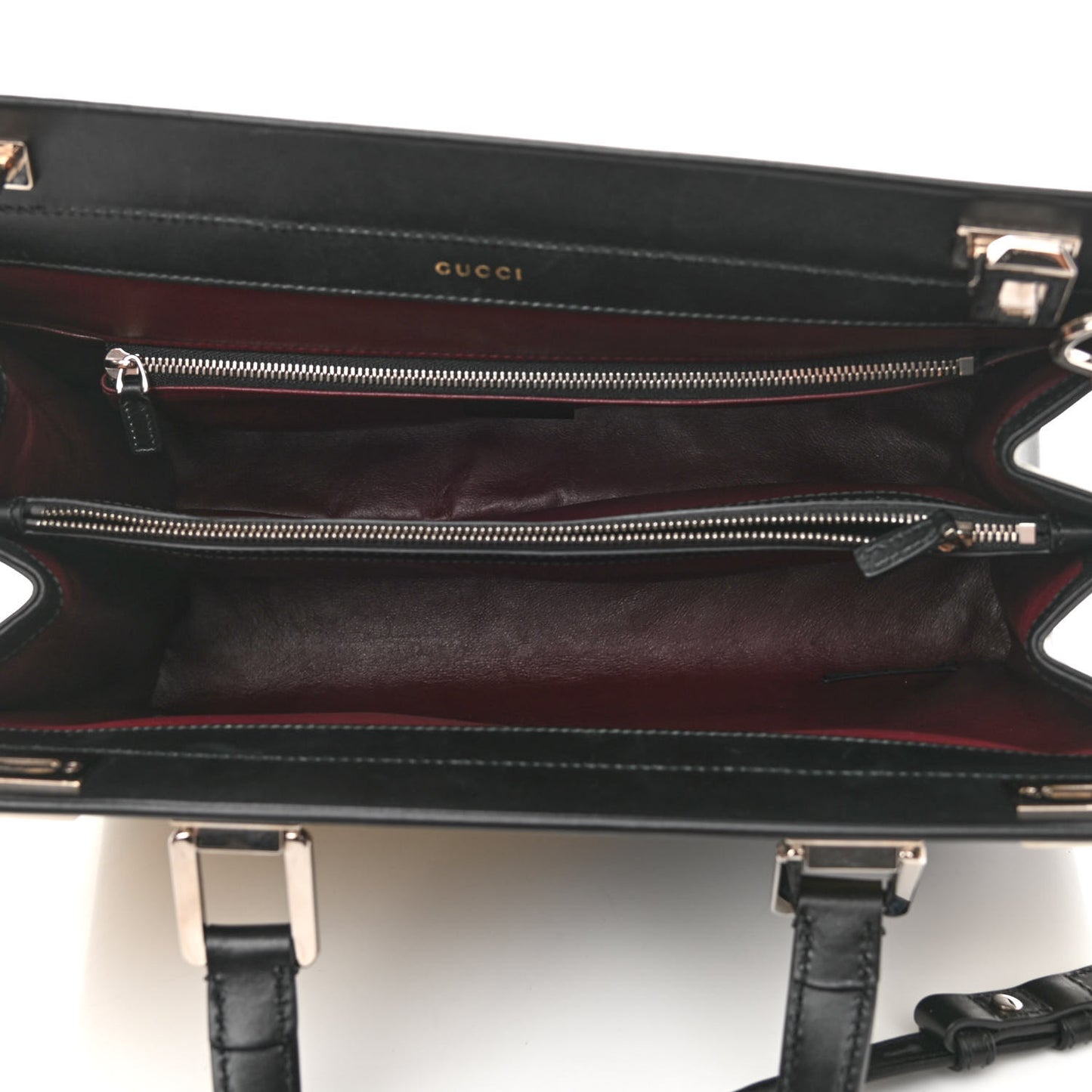 Smooth Calfskin Diagonal Striped Medium Zumi Top Handle Bag Black Beige
