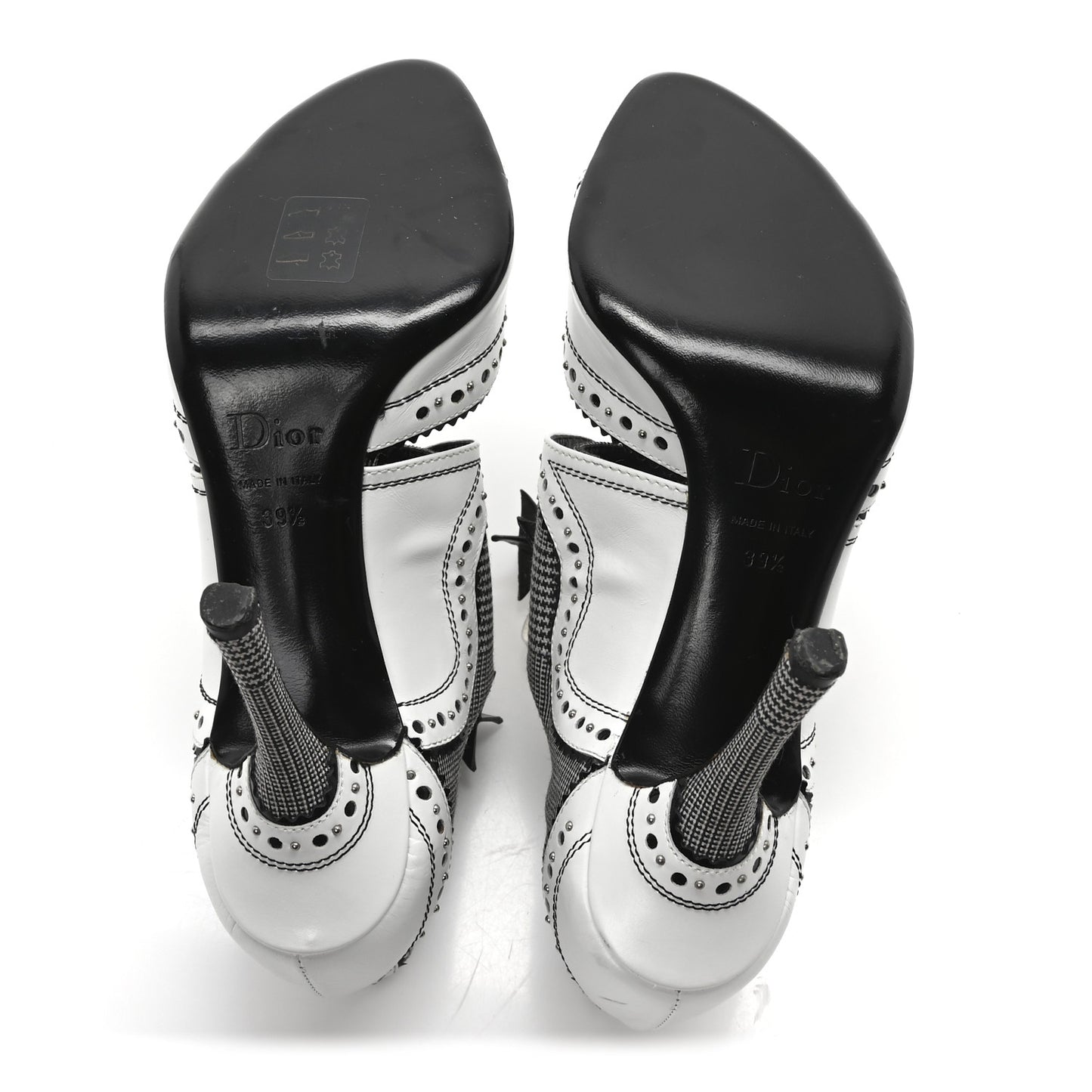 Calfskin Houndstooth Spectadior Pumps 39.5 White Black