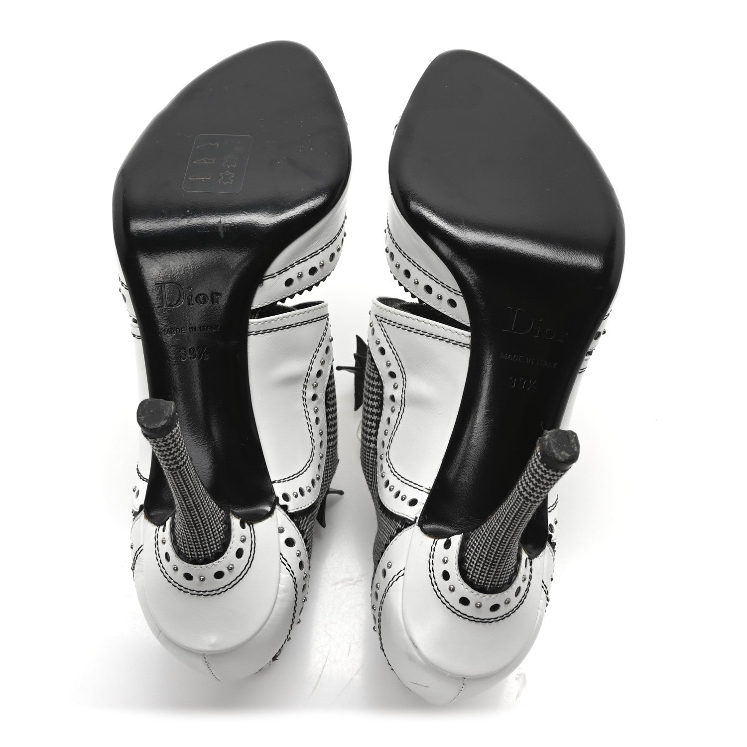 Christian Dior Calfskin Houndstooth Spectadior Pumps 39.5 White Black 6 of 8