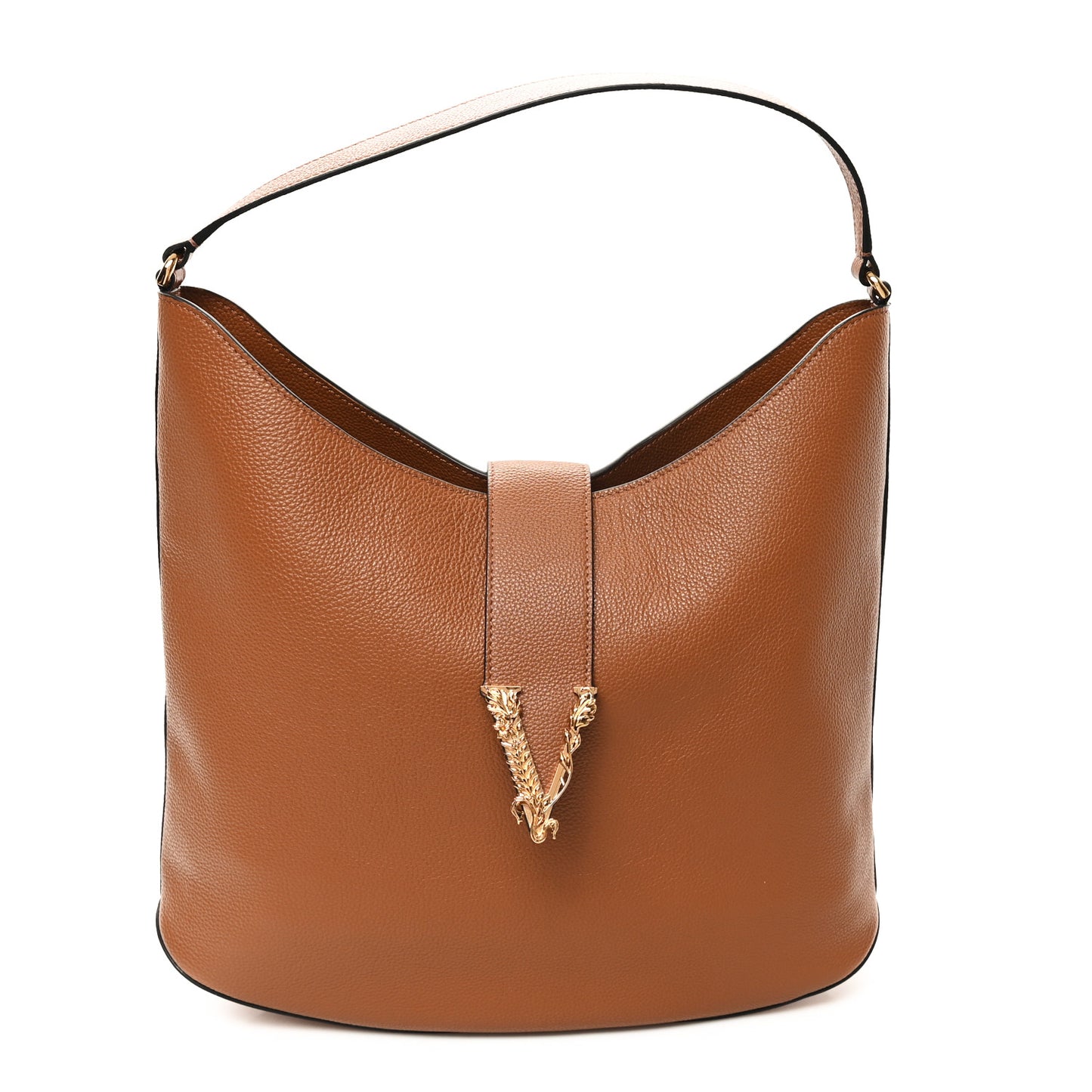 Grainy Calfskin Virtus Hobo Caramel