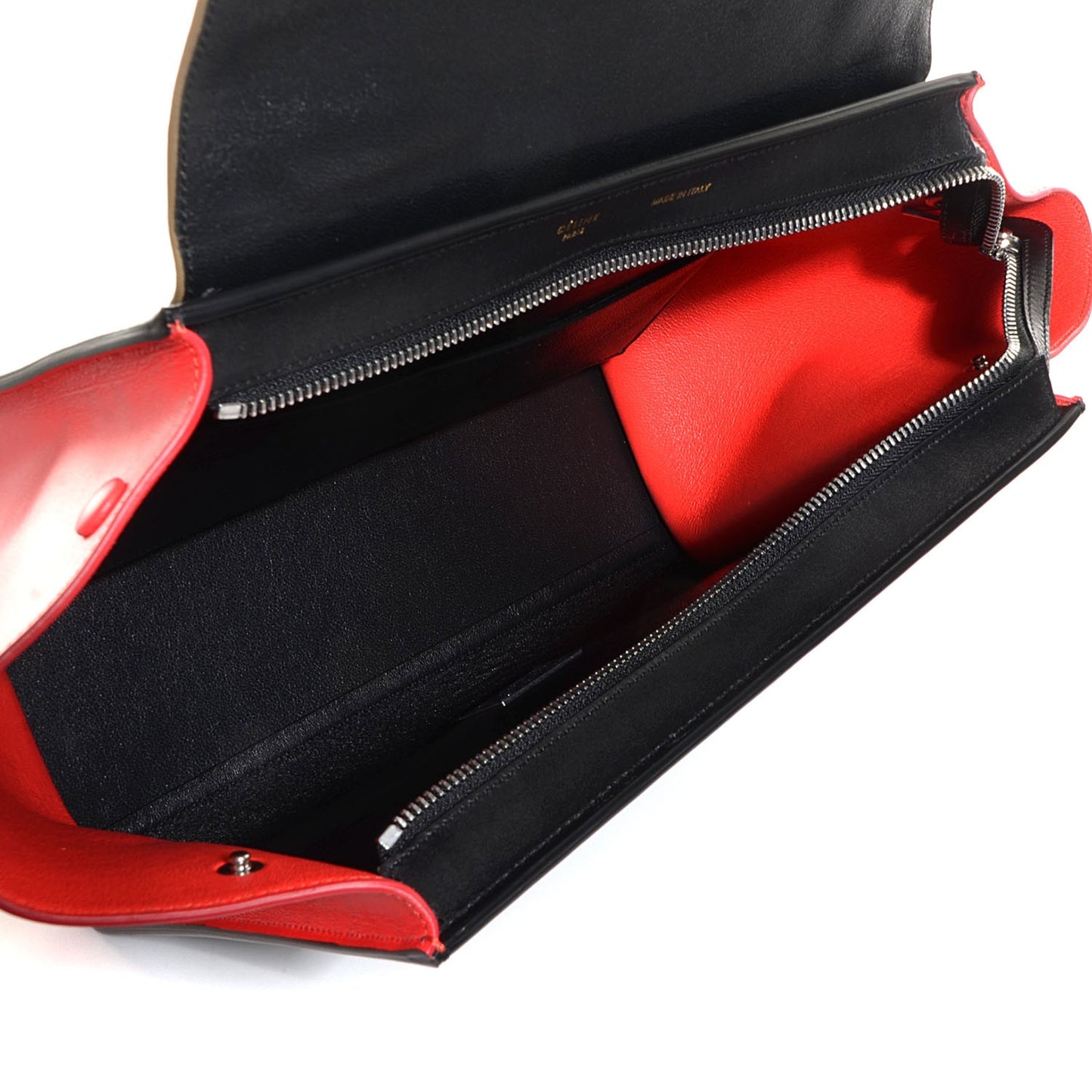 Satin Calfskin Small Tri-Color Trapeze Alizarin