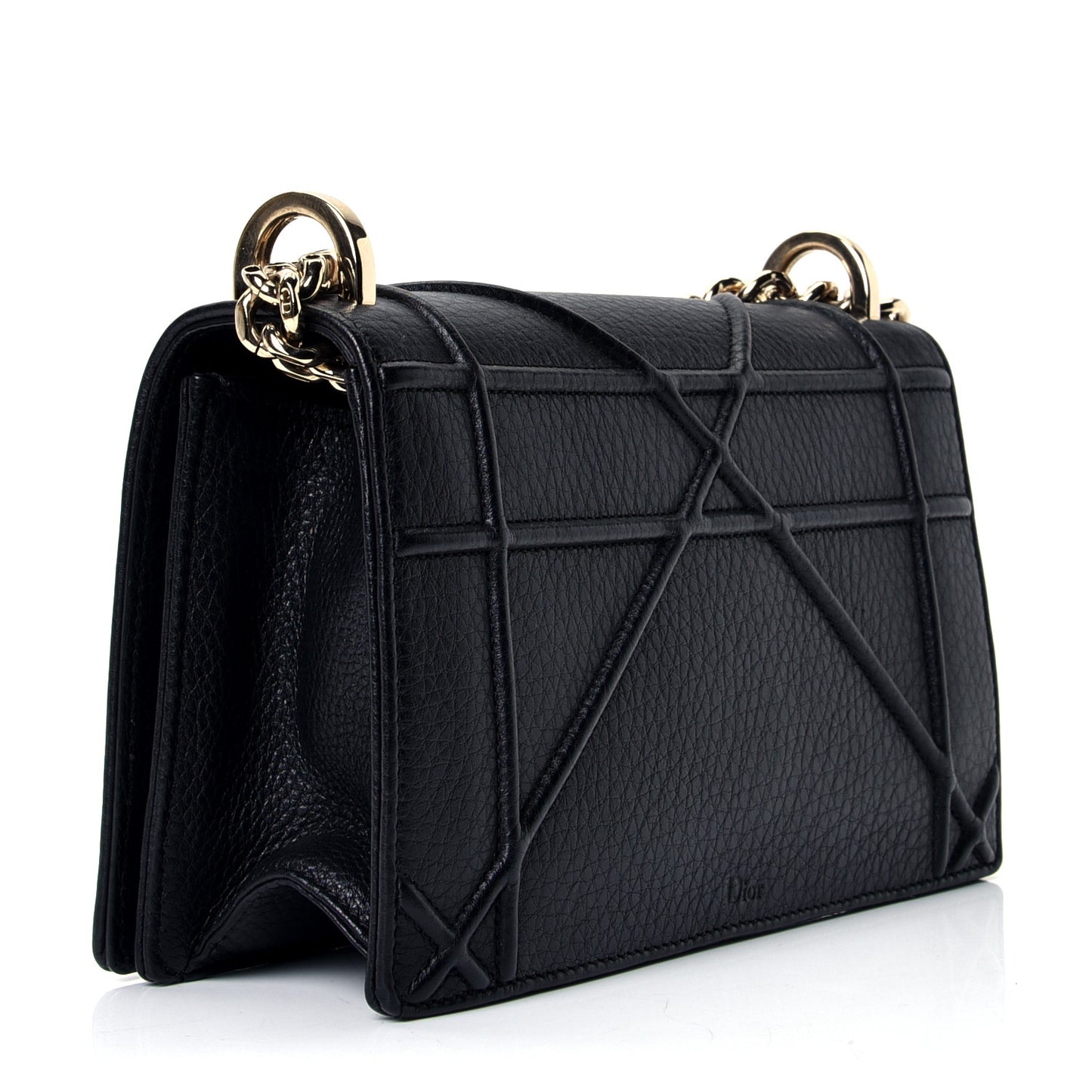 Grained Calfskin Small Diorama Flap Bag Black