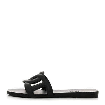Hermes Rubber Aloha Sandals 36 Black 1 of 8