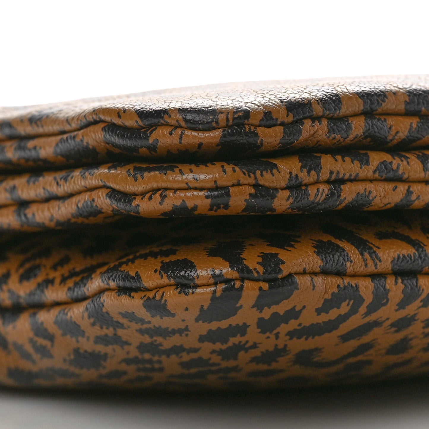 Goatskin Leopard Printed Small Trio Crossbody Bag Brown Black