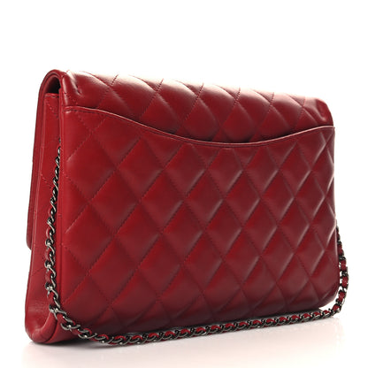 Chanel Lambskin Quilted Clutch With Chain Flap Red 3 of 11