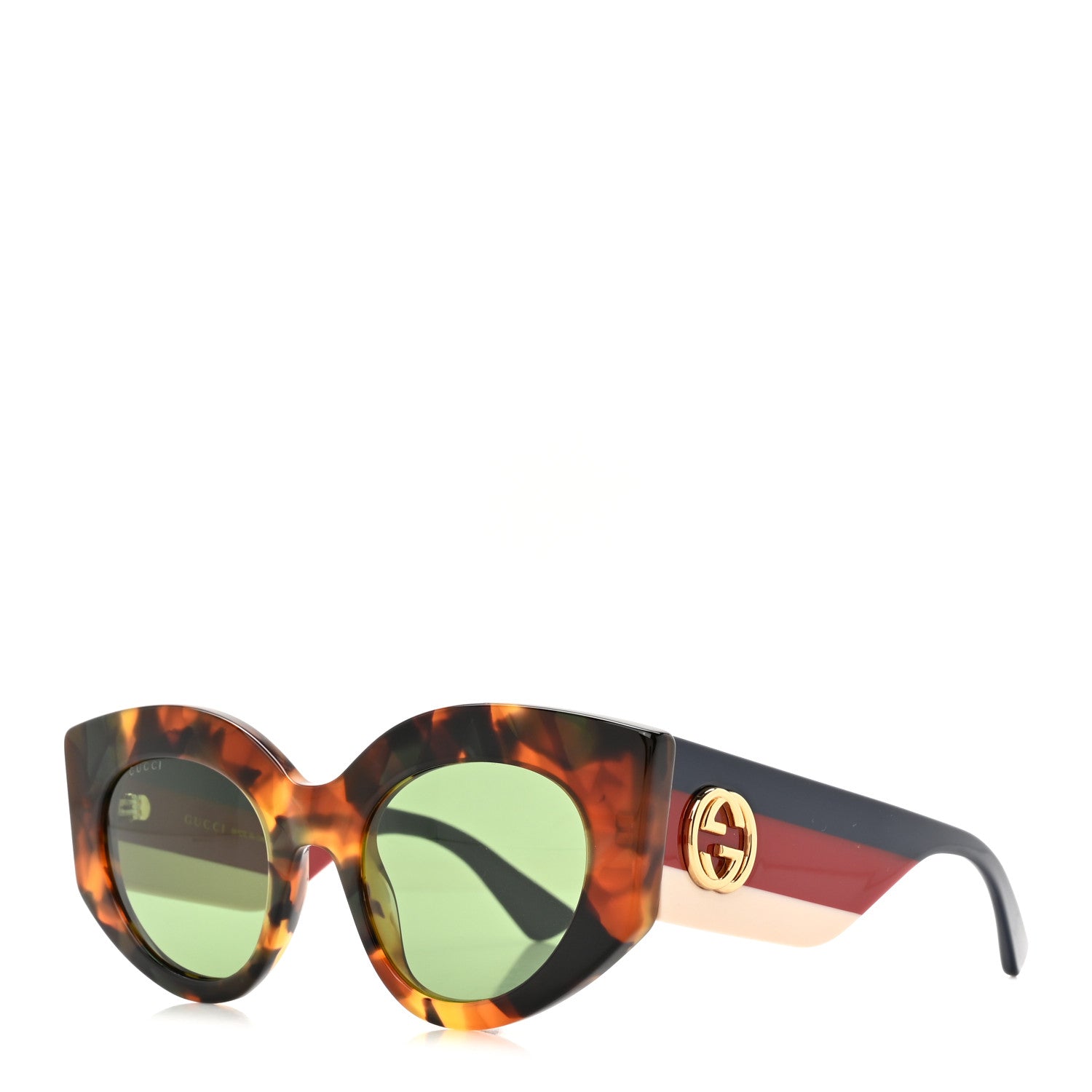 Gucci Acetate Oversized Rectangle Frame Web Sunglasses GG 0275/S Tortoise 1 of 8