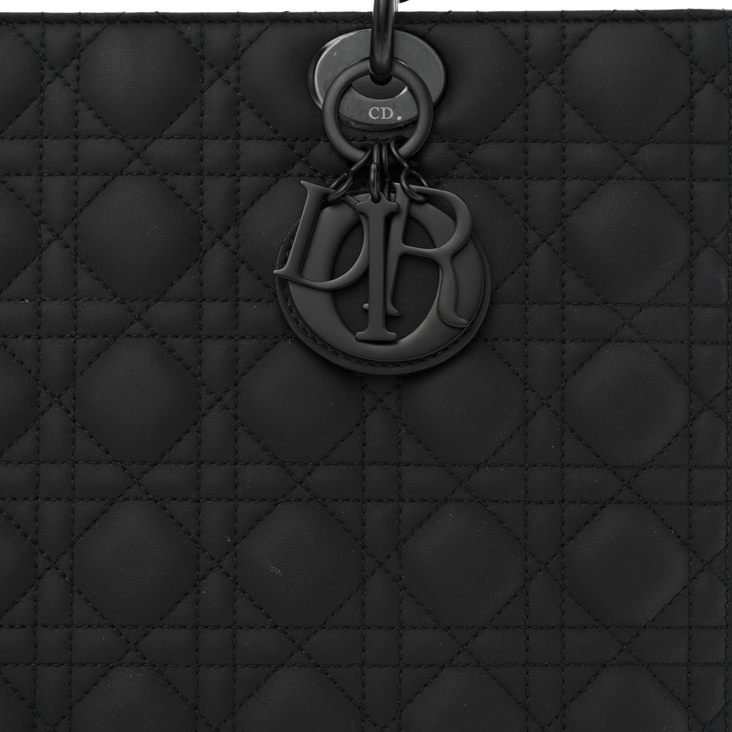 Ultra Matte Calfskin Cannage Large Lady Dior Black