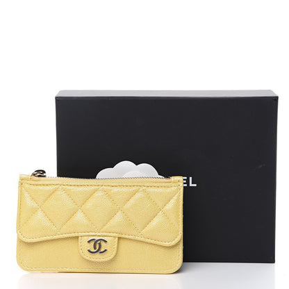Chanel Iridescent Caviar Quilted Flap Zip Card Holder Yellow 7 of 7