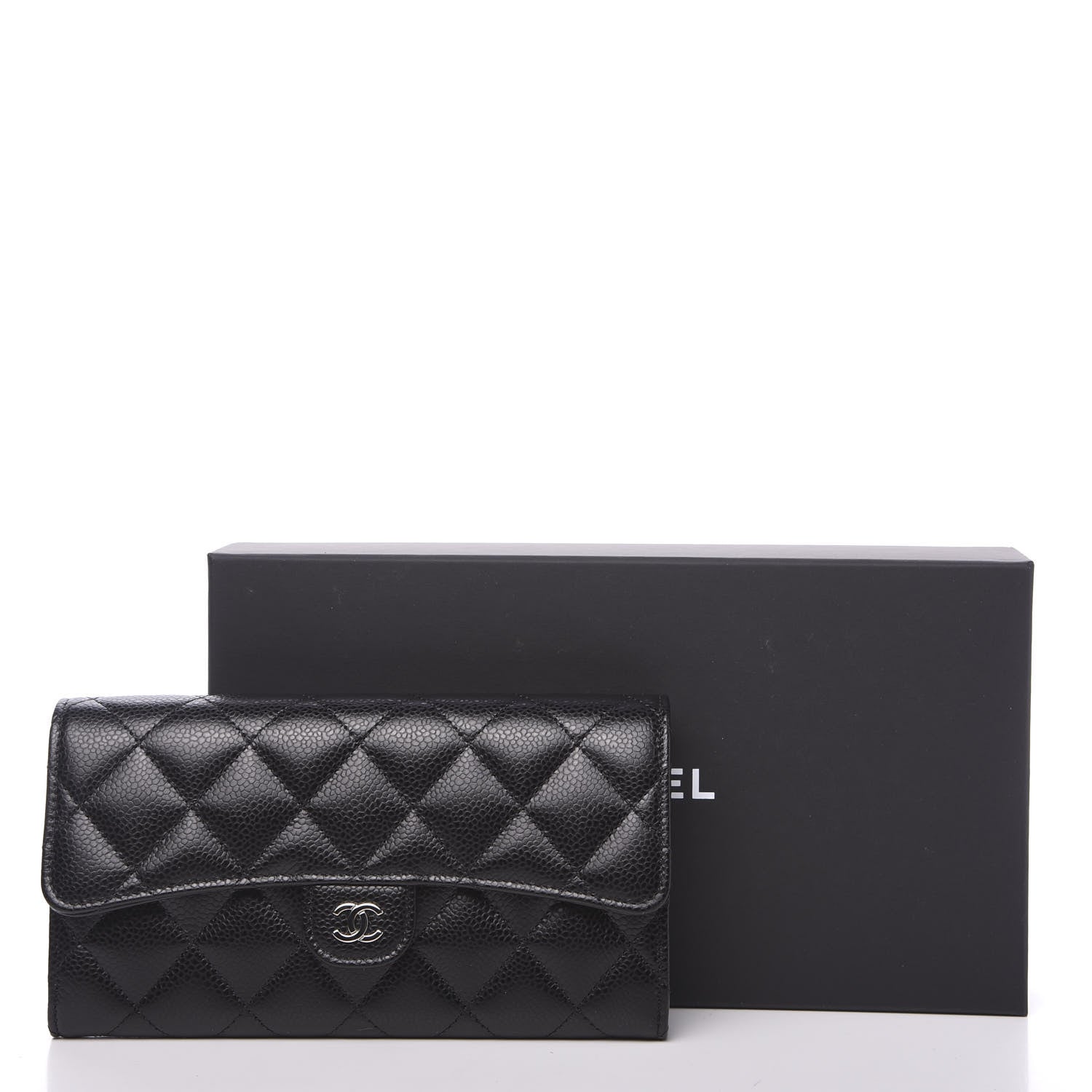 Chanel Caviar Quilted Large Gusset Flap Wallet Black 8 of 8