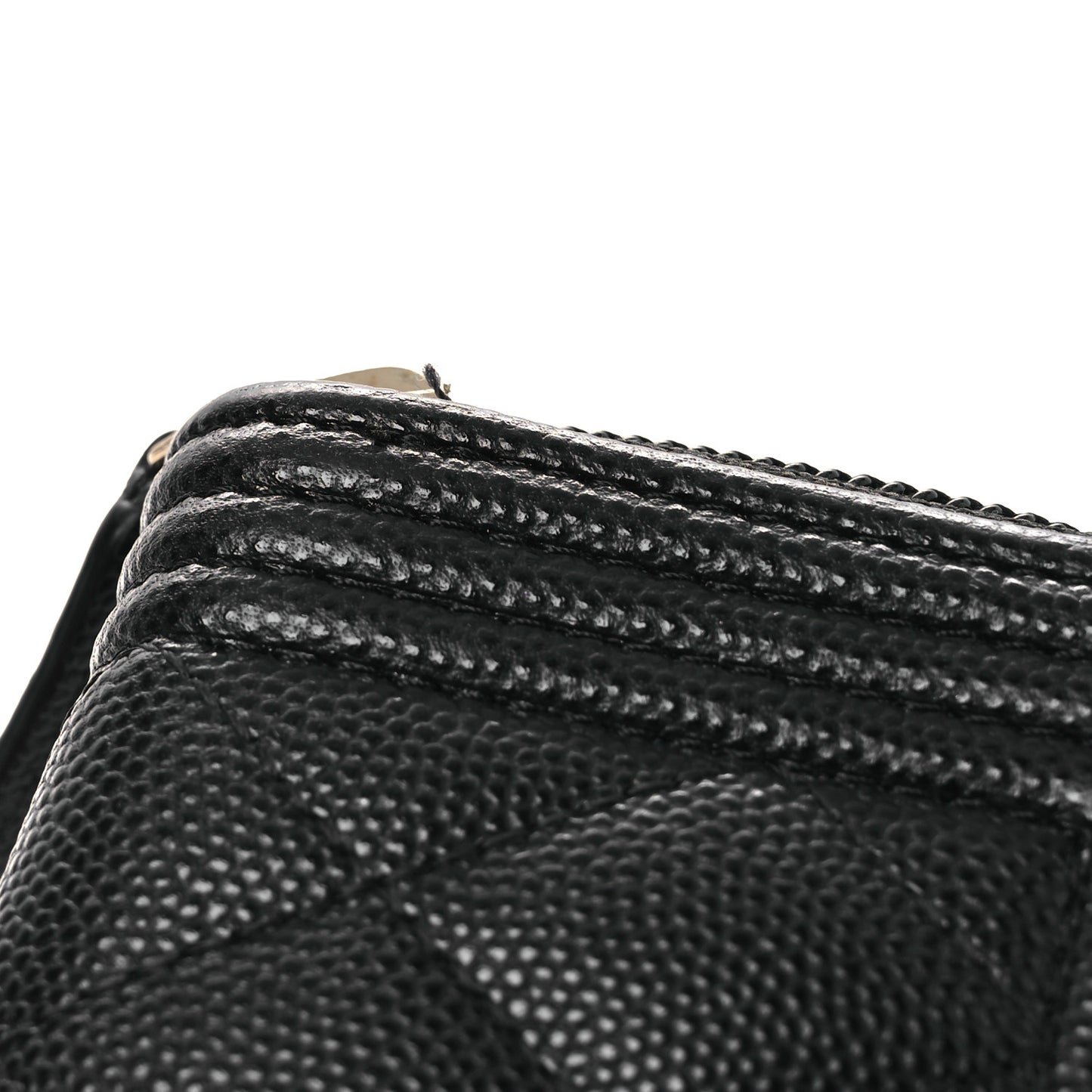 Caviar Quilted Boy Zip Around Coin Purse Wallet Black