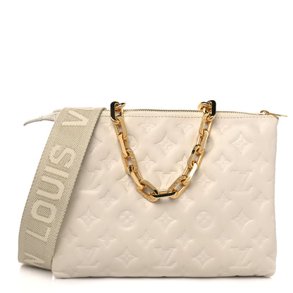 Louis Vuitton Lambskin Embossed Monogram Coussin PM Beige Cream 1 of 8