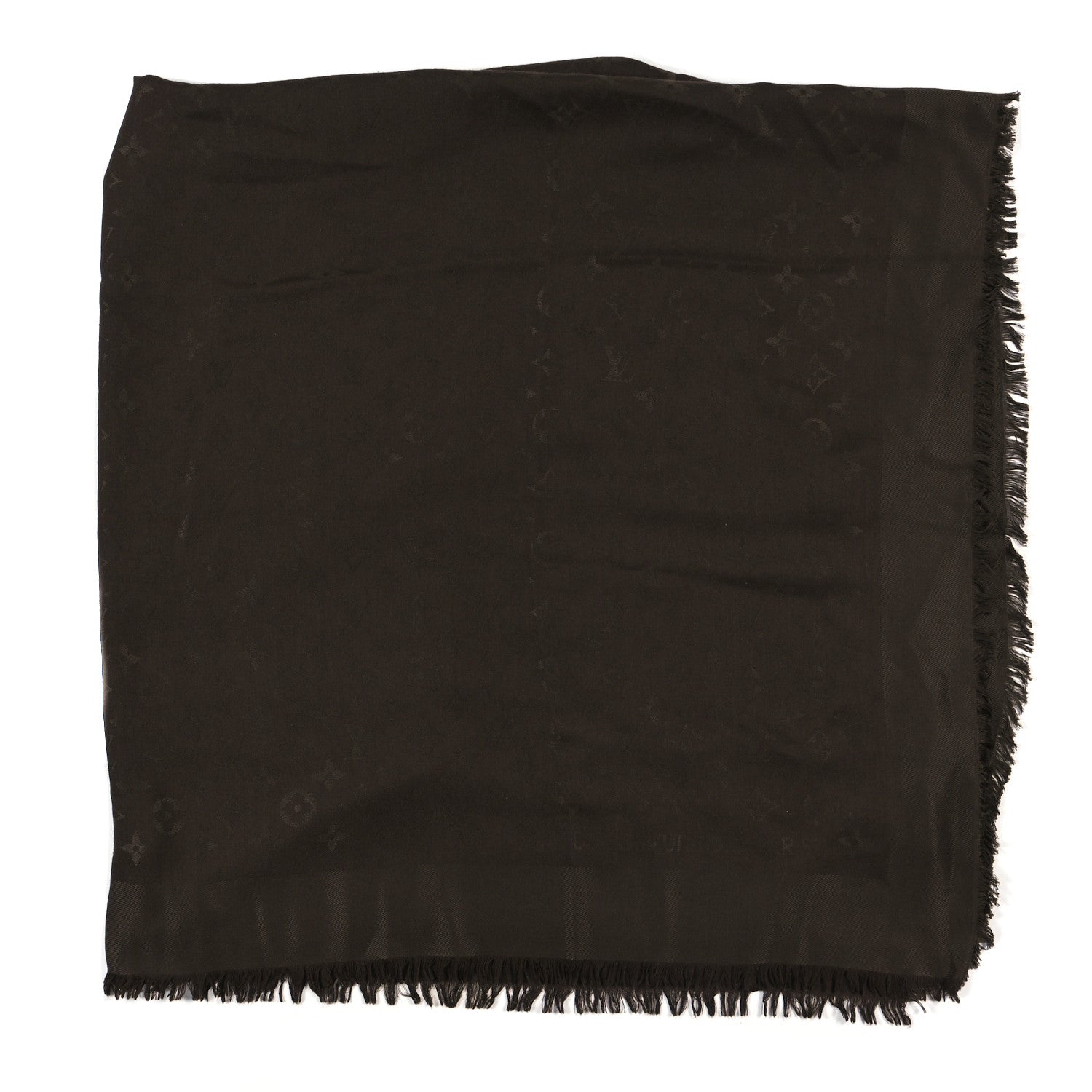 Louis Vuitton Wool Monogram Fringe Scarf Brown 2 of 5