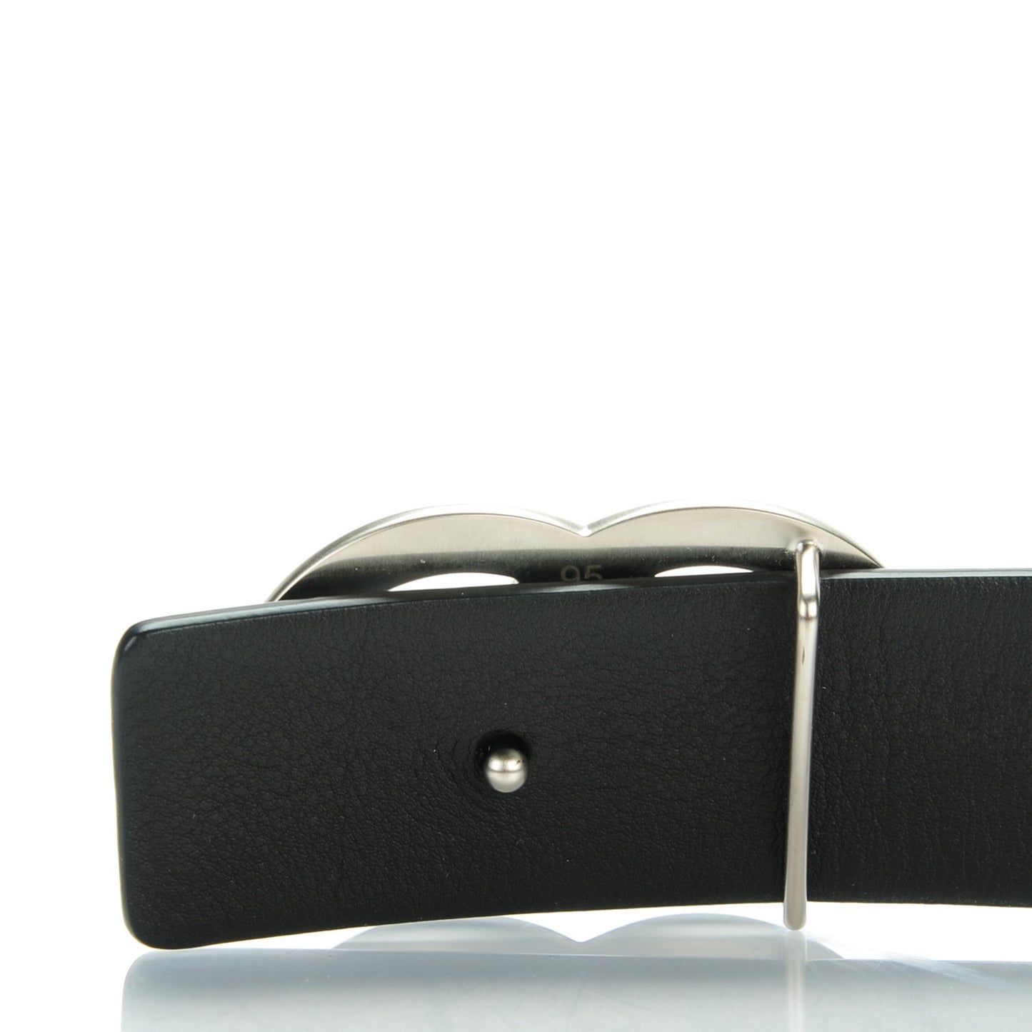 Calfskin CC Reversible Skinny Belt 95 38 Black Navy