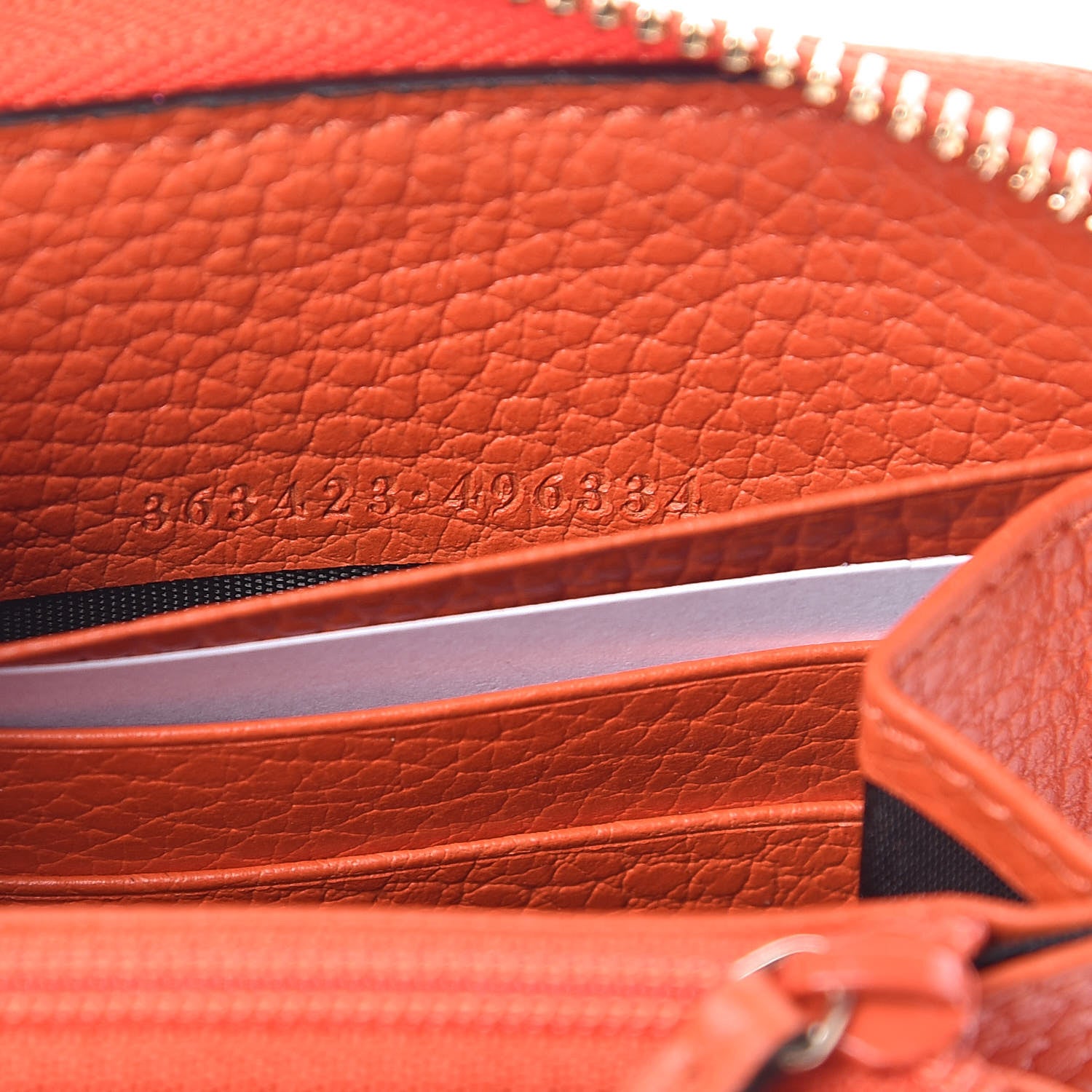 Gucci Monogram Dollar Calfskin Zip Around Wallet Beige Ebony Sun Orange 7 of 8