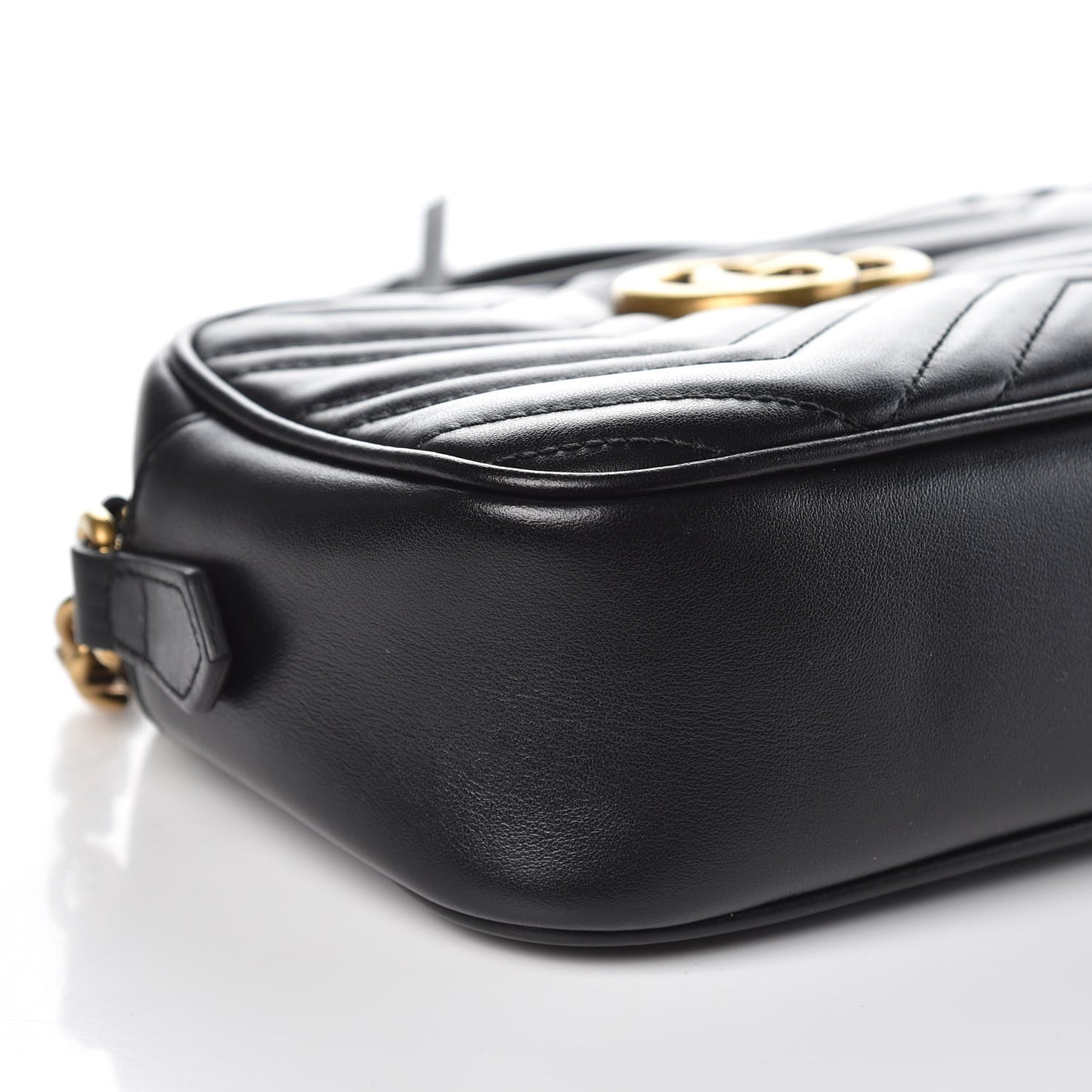 Calfskin Matelasse Small GG Marmont Chain Shoulder Bag Black