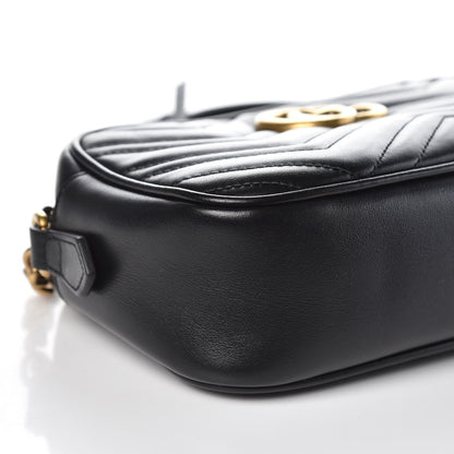 Gucci Calfskin Matelasse Small GG Marmont Chain Shoulder Bag Black 8 of 11