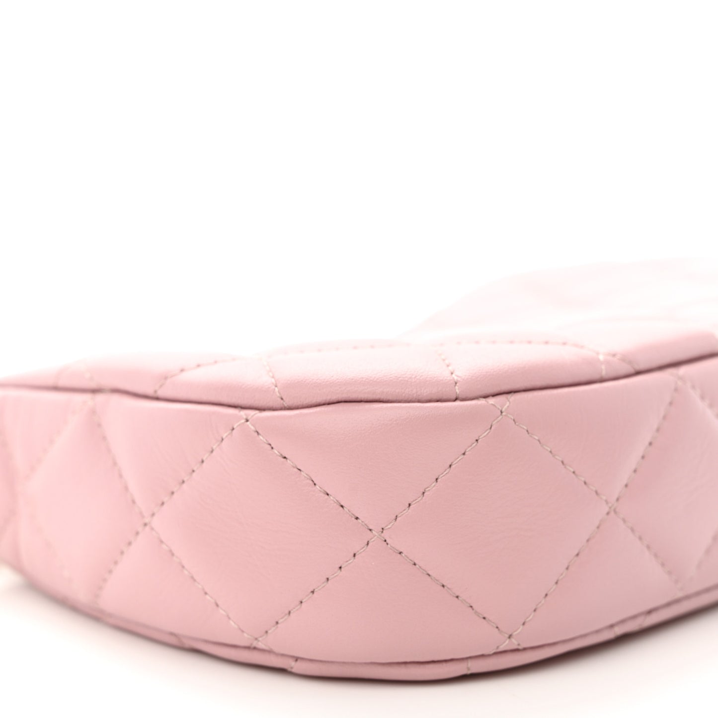 Shiny Crumpled Calfskin Quilted Enamel Heart Hobo Light Pink
