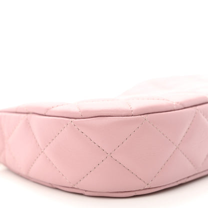 Chanel Shiny Crumpled Calfskin Quilted Enamel Heart Hobo Light Pink 9 of 11