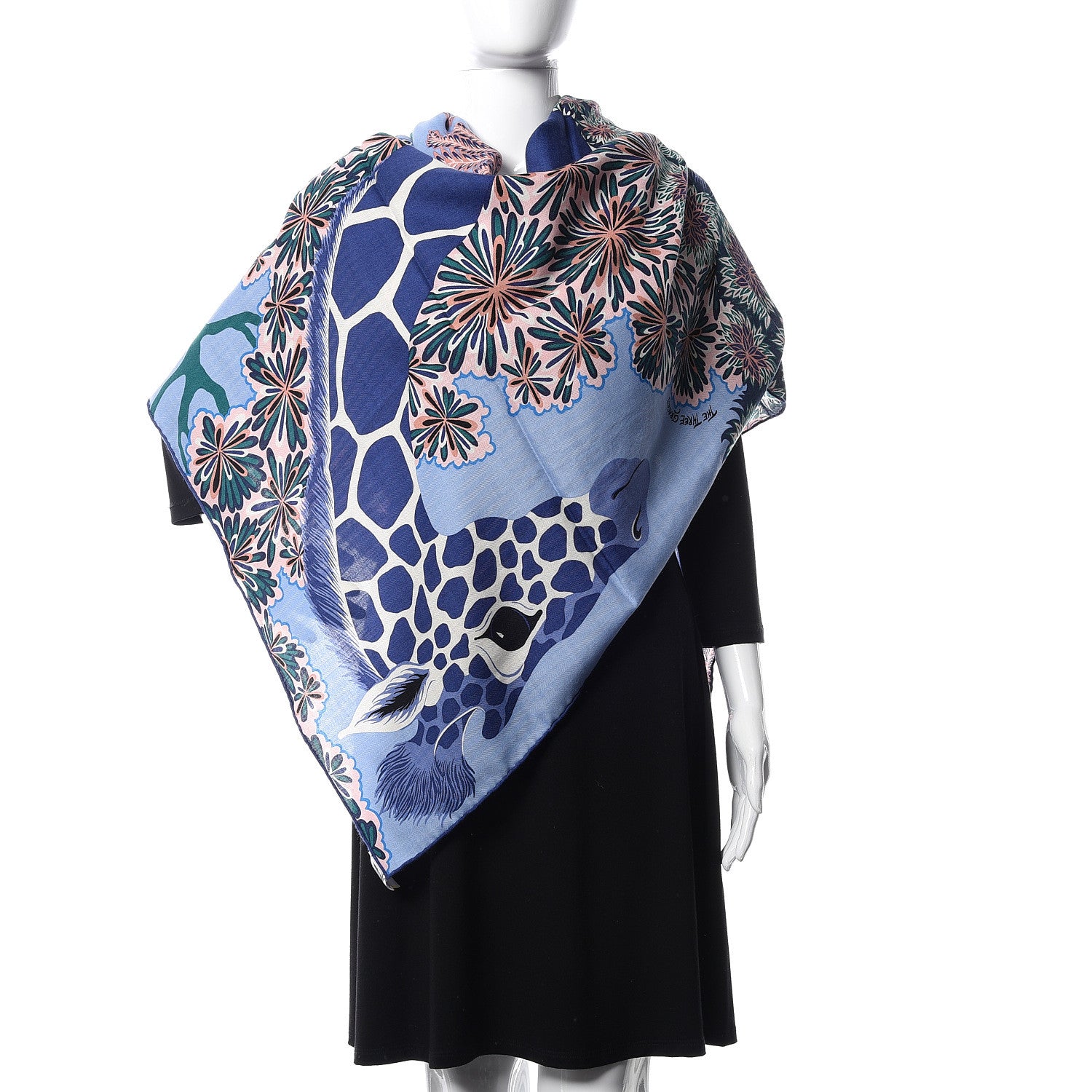 Hermes Cashmere Silk Three Graces Shawl 140 Lavande Indigo Vert 2 of 6