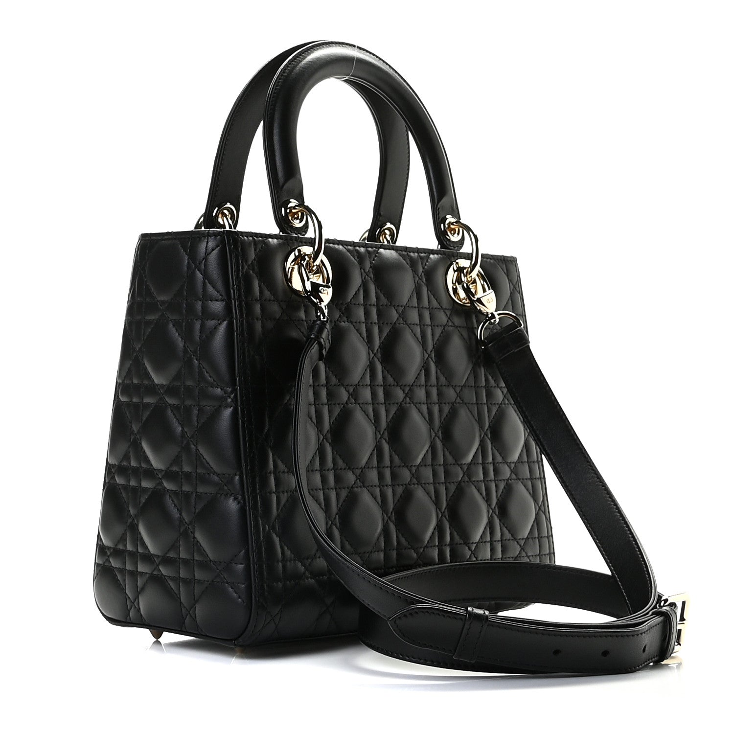 Christian Dior Lambskin Cannage Medium Lady Dior Black 2 of 8
