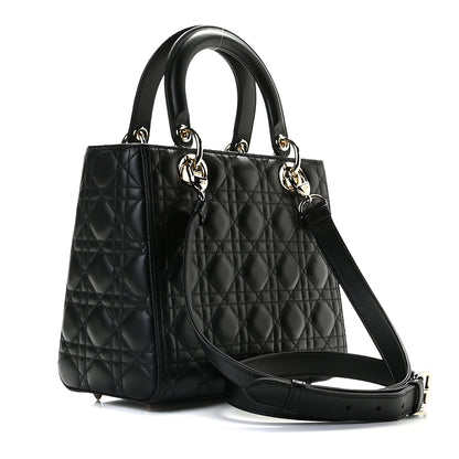 Christian Dior Lambskin Cannage Medium Lady Dior Black 2 of 8